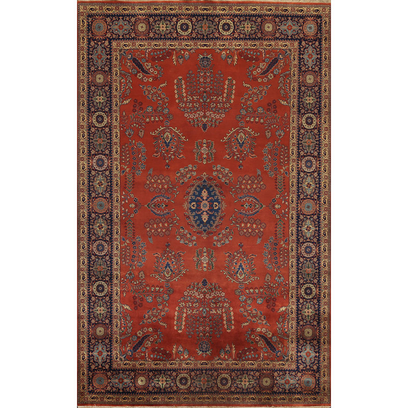 Tapis rouille en laine noué à la main de conception unique 6 pi 2 po x 9 pi New Age