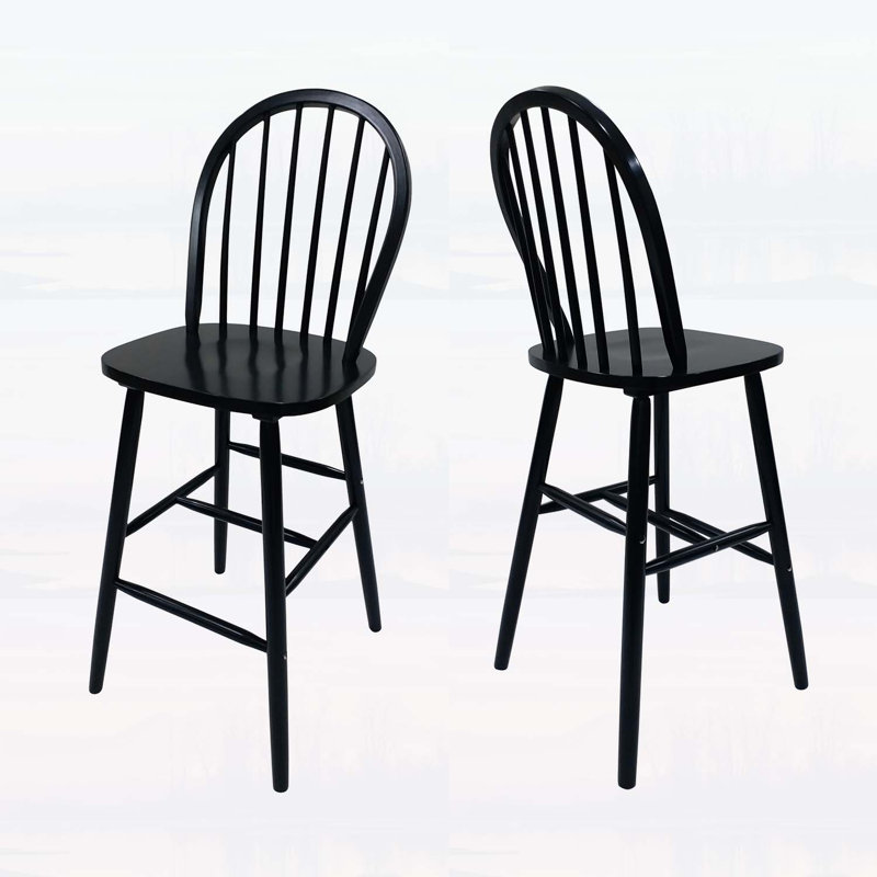 Charmants tabourets de bar de style campagnard avec dossier à broche, fabriqués à la main en bois d'hévéa, parfaits pour la cuisine et le bar à la maison