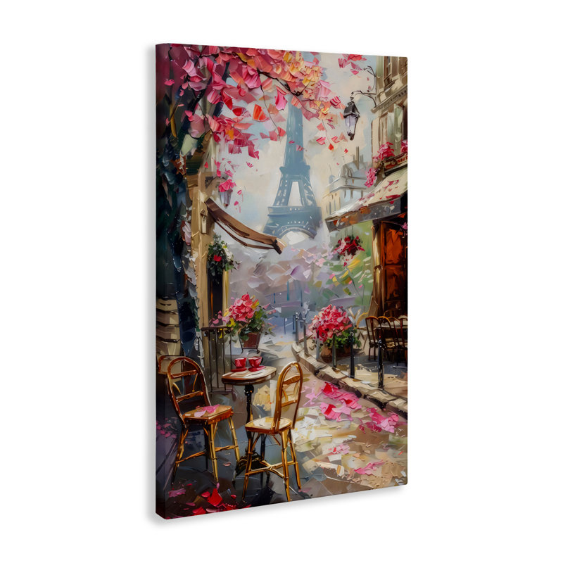 Toile romantique Paris Cafe, design par LSR Creative Studio, H 24 po x l 16 po