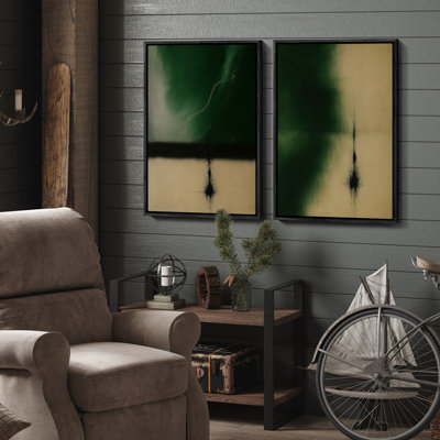 Framed Wall Art Abstract Vintage Antique Classic for Bedroom - 2 panels