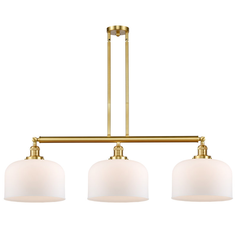 Bell - Luminaire suspendu pour îlot de cuisine 3 lumières 41 ", Boîtier blanc mat, Ampoule à DEL rétro de 6 watts
