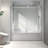6076 Brushed Nickel Shower Door - One Fixed & Shifted, 70mm 304 Stainless Steel Pulley, Soft Closing Function, Nano Clean, -proof Film, 5/16'' Tempered Glass, Bathroom, American Minimalist With