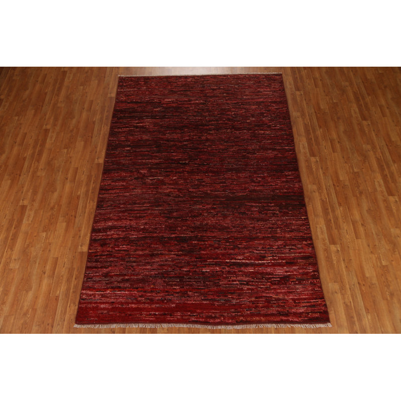 Tapis unique en laine rouge 6 pi 7 po x 9 pi 10 po New Age