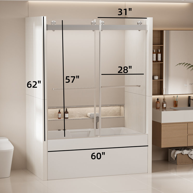 Porte de baignoire double coulissante, Chrome chrome
