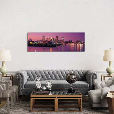 Baltimore Skyline Cityscape (Evening) - Wrapped Canvas Panoramic Print