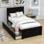 Lit plateforme simple en bois avec 2 tiroirs Elarna-2085044352