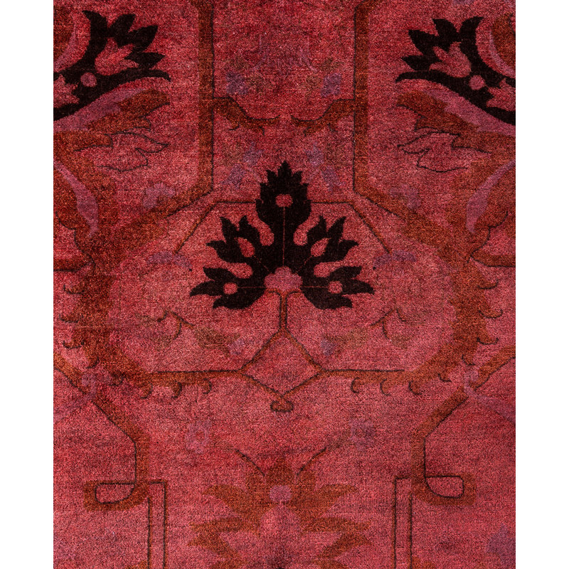 Overdyed Hand-Knotted Wool Modern-Contemporary Red Area Rug 9' 1" x 11' 10"