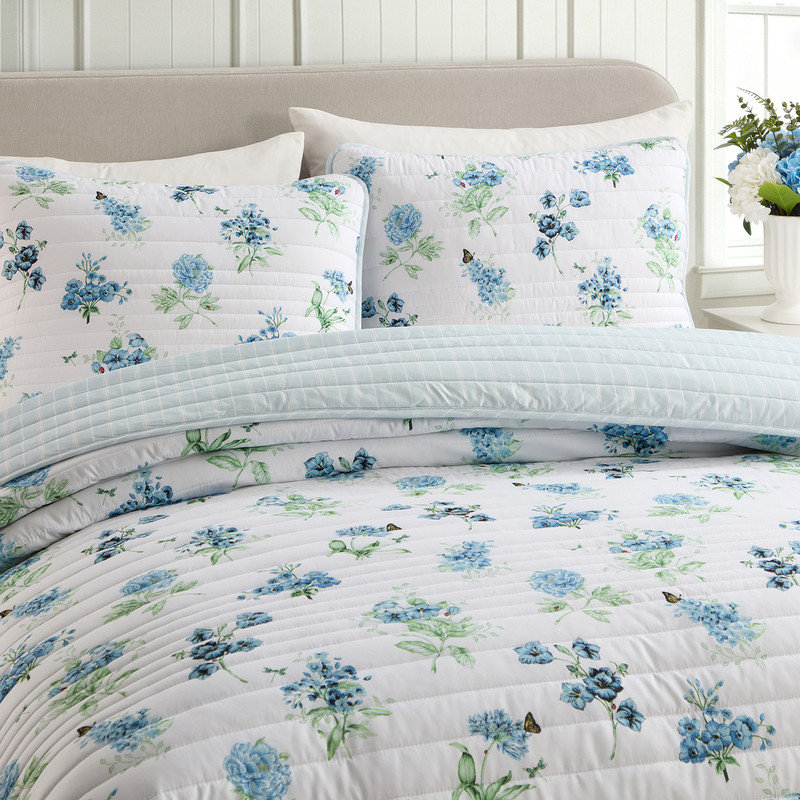 Lenox Classic Butterfly Meadow 2-Piece Quilt Set, Pink, Twin/Twin XL, Twin/Twin XL, Blue
