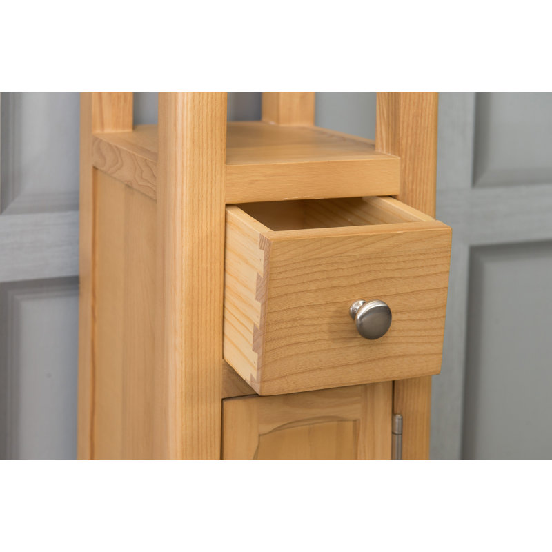 Angie Free-Standing Tall Bathroom Open Top Cabinet, Oak