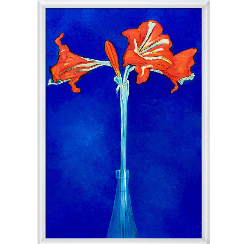 «Amaryllis» par Piet Mondrian, reproduction d'art sur toile encadrée, H 38,75 po x l 29 po x P 2 po, Cadre blanc