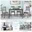 Ensemble de salle à manger moderne 5 pièces, table rectangulaire en bois avec 4 chaises rembourrées pour un repas confortable et élégant-2103366057-2103366063