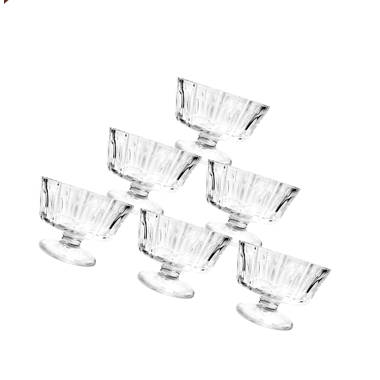 LAV Glass Dessert Bowls Set 6-Piece, 9.5 Oz Clear Ice Cream Trifle Cups