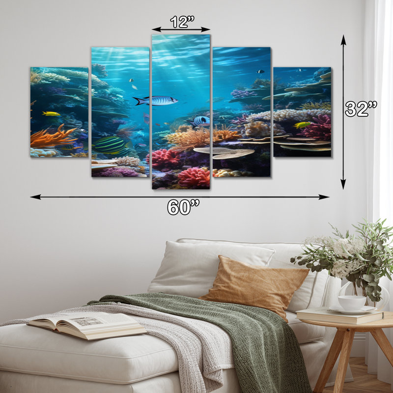 Ensemble de 5 décorations murales Coral Seascape III