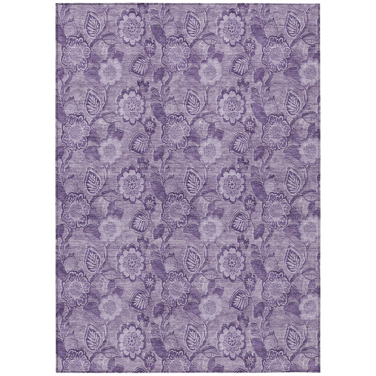 Machine Washable Indoor/Outdoor Xhevrie Plum Rug