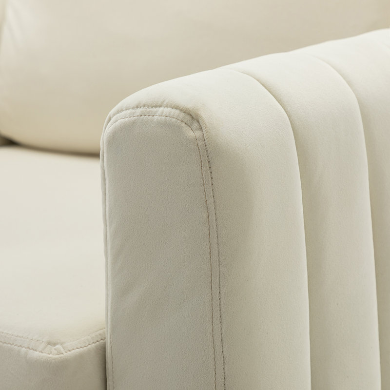 Cedarpoint Upholstered Velvet Tufted Club Chair, Velours ivoire