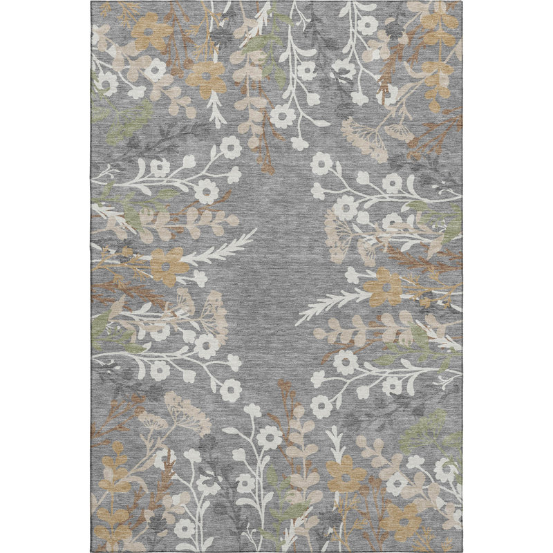 Tapis floral lavable à la machine de qualité supérieure Mayfield AMF2334, Grey, 10' x 14'