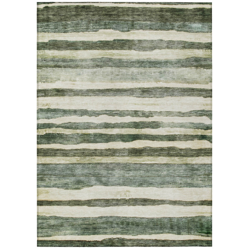 Tapis extérieur lavable rayé beige et beige 10 pi x 14 pi