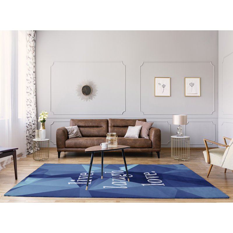 Tapis en poly-chenille en poly-citation live gemme love, Rectangle 5 pi x 7 pi