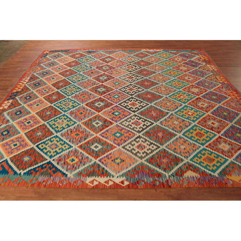 Tapis oriental à motif treillis Kilim 8 x 10