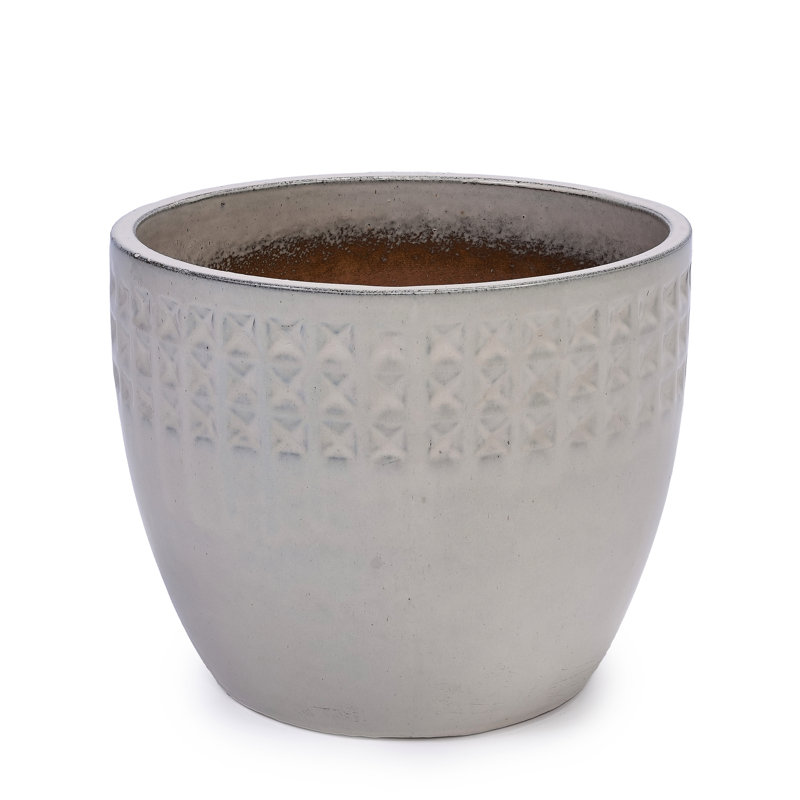 Ancient White Ceramic Flowerpot Of 3, All - Weather For Windowsill And Outdoor Use, Built In Drainage Plant Well Being, 14.97" L W 12.97" H Planter Frost , Ideal Living Room, With Hole, 15" X 12.6