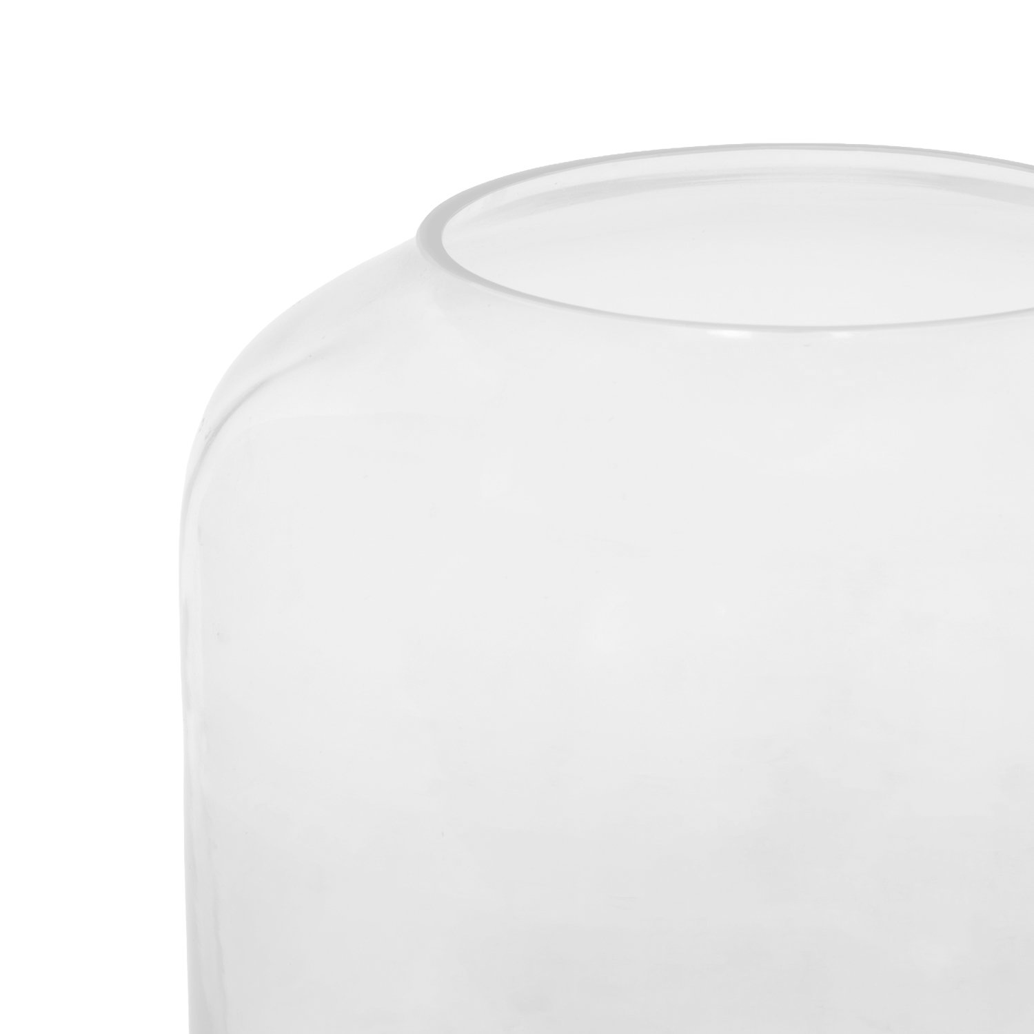 Cole and Grey Glass Wide Clear Room Hurricane Lamp with Elevated Base, 8.5" H x 8" W x 8" D, Clear