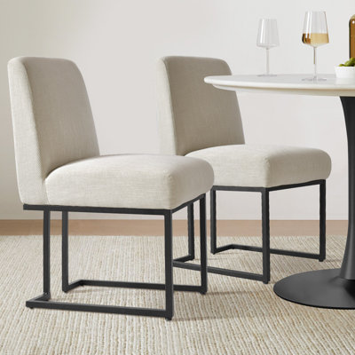 Bende Modern Fabric Upholstered Side Chairs with Metal Sled Base