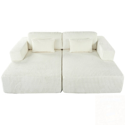 Corduroy Double Sofa Bed With 2 Pillows