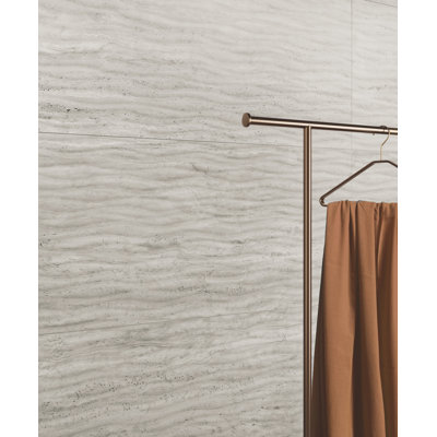 Travertino Grisseo Wavy 3D Italian Travertine-Look Porcelain Tile in 24x48