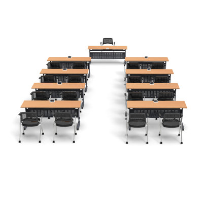 Benezar 17 Person Training Meeting Seminar Tables with Modesty Panels, 17 Chairs Complete 26 pc Set