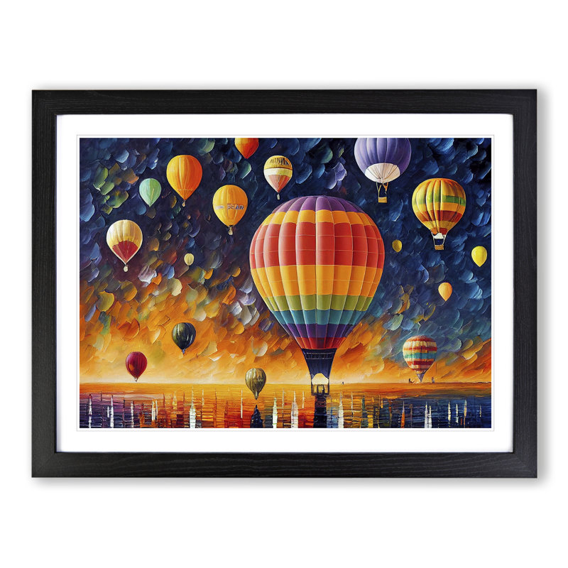 Colourful Hot Air Balloons Vol.1 - Print, Black Framed, 46cm H x 64cm W x 2cm D