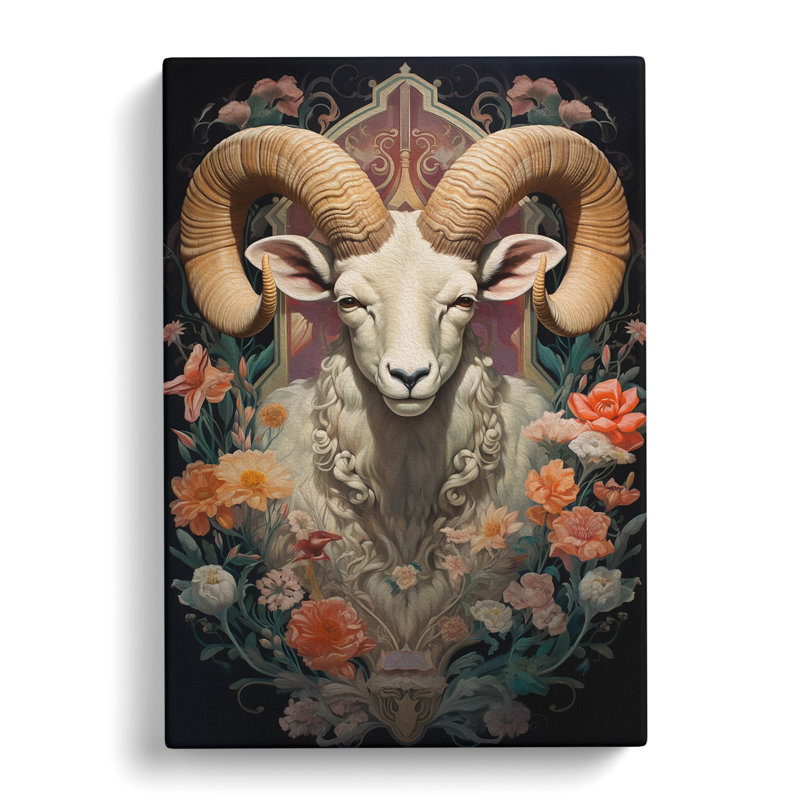 Ram Sheep Deco - Wrapped Canvas Print, 76cm H x 50cm W x 3cm D