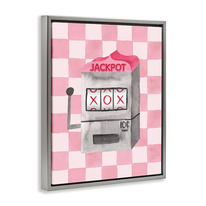 Jackpot Slot Machine Floating Frame, design by Nina Jacobs, 21" H x 17" W, Luster Gray Floater Frame