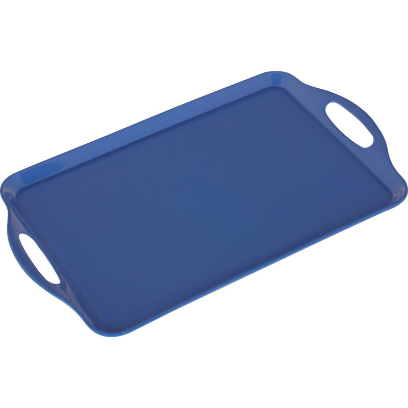 Reston Lloyd Multi-Purpose 18" Rectangle Melamine Plastic Handled Tray, Azure