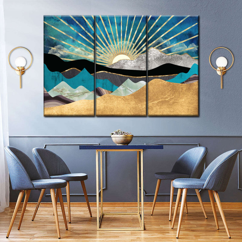 Ensemble 3 pièces Mountain Sunset II sur toile, H 24 po x l 38 po x P 1,25 po