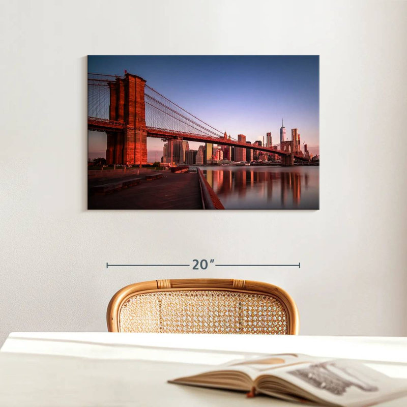 Lilie Brooklyn Bridge au lever du soleil, H 16 po x l 24 po