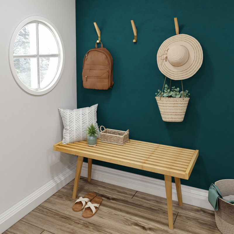 Levitus Wood Bench, Natural, 17.5" H x 41.25" W x 16.5" D