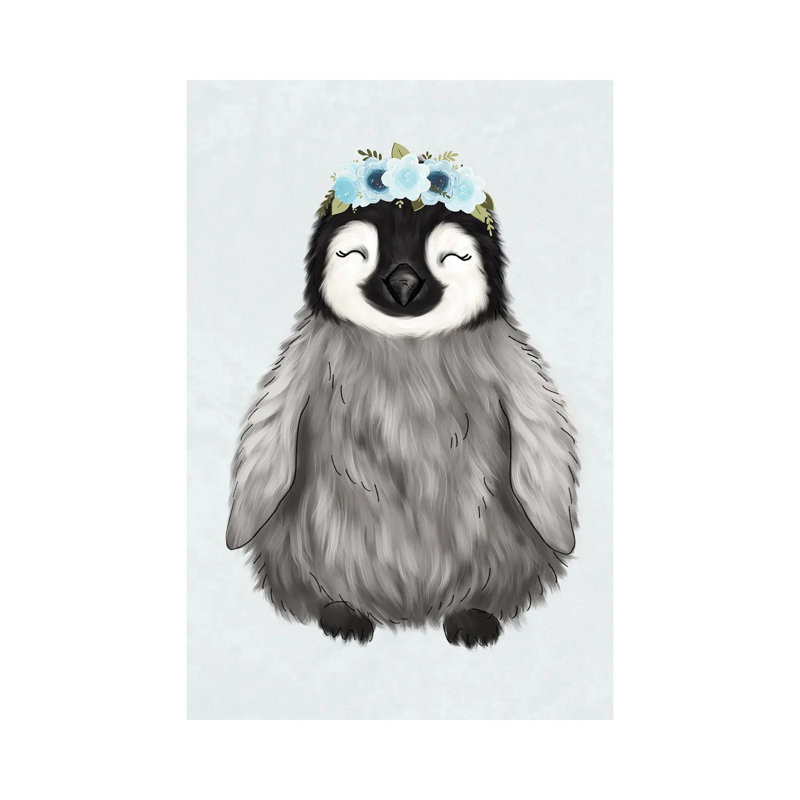 Floral Crown Baby Penguin by Katie Bryant - Wrapped Canvas Gallery-Wrapped Canvas Giclée, 101.6 cm H x 66.04 cm W x 1.91 cm D