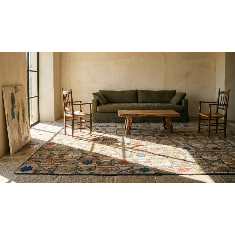 Antique American Hooked Usa Wool Rug