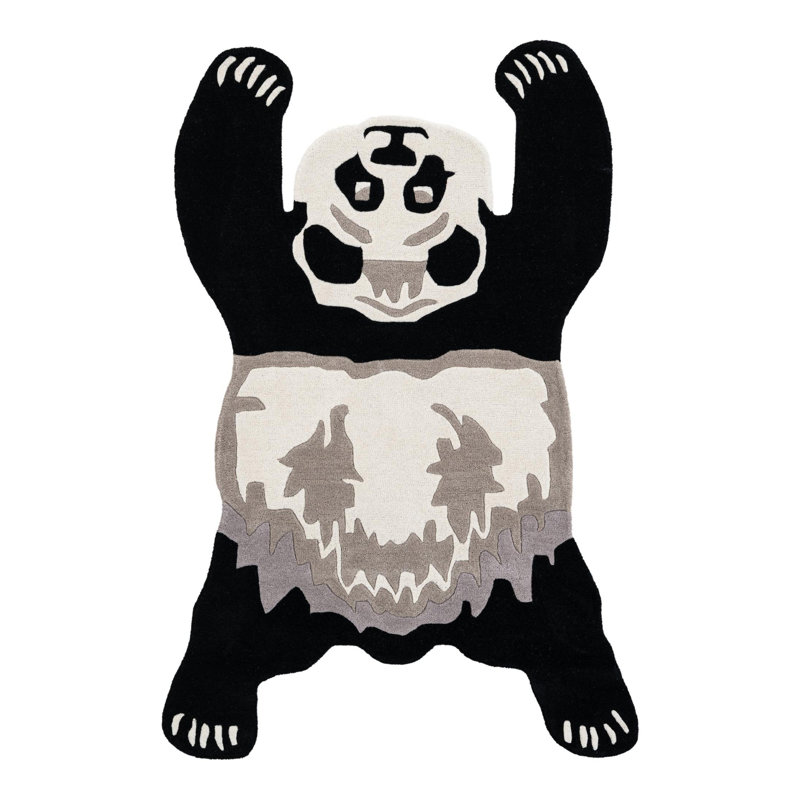 Tapis en laine Unique Loom Panda Playtime, Nouveauté 4 pi 1 po x 6 pi 1 po