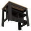 Îlot de cuisine, table de cuisine H 35 po, quatre pieds, trois tablettes de rangement ouvertes, chêne noir / clair-1377960055-1377960010