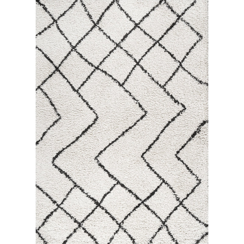 Schlosser Moroccan Diamond Shag Beige/Dark Gray Rug, Rectangle 3' x 5'