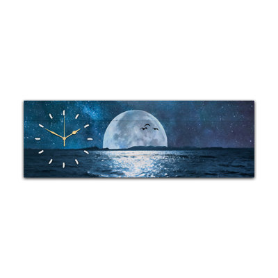 Grande lune dans le ciel nocturne par Hal Halli Horloge panoramique