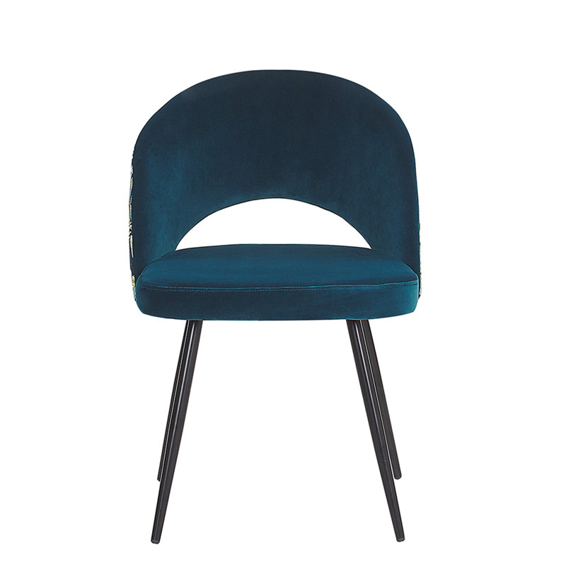 Erikson 46cm H Velvet Upholstered Side Chair in Grey, Blue