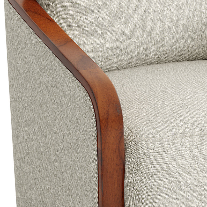 Upholstered Swivel Barrel Chair, Beige Brown
