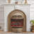 White Gold Solid Wood Freestanding Fireplace-117437176