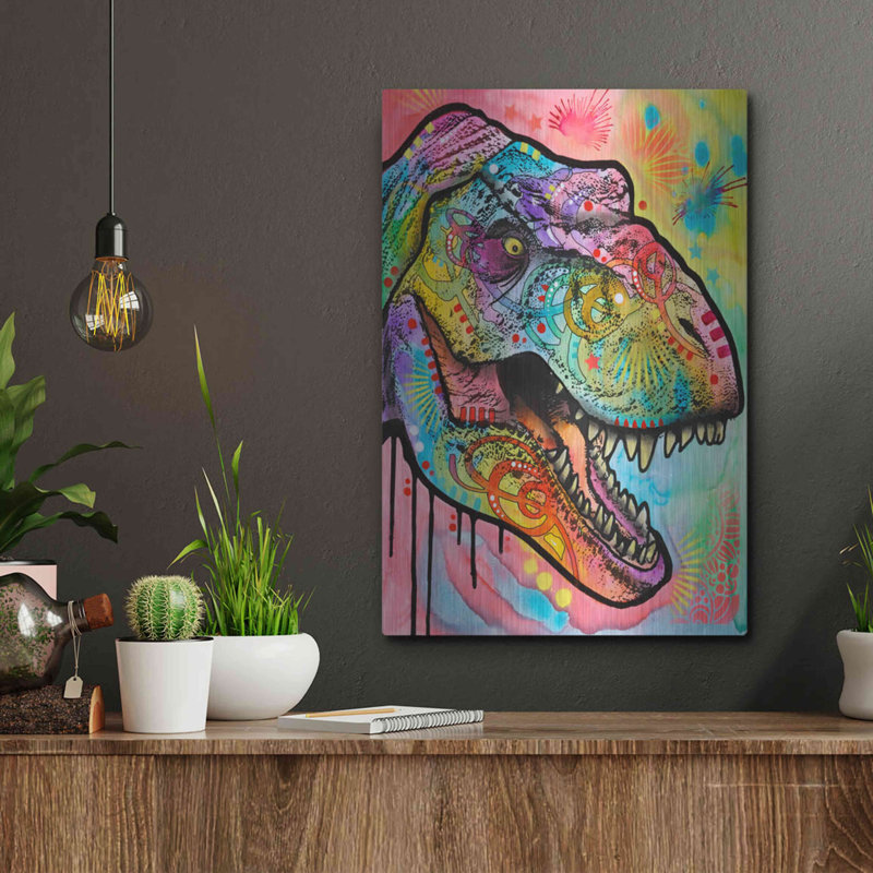 «T Rex 1» par Dean Russo, art mural en métal, 24 po x 36 po, H 16 po x l 12 po