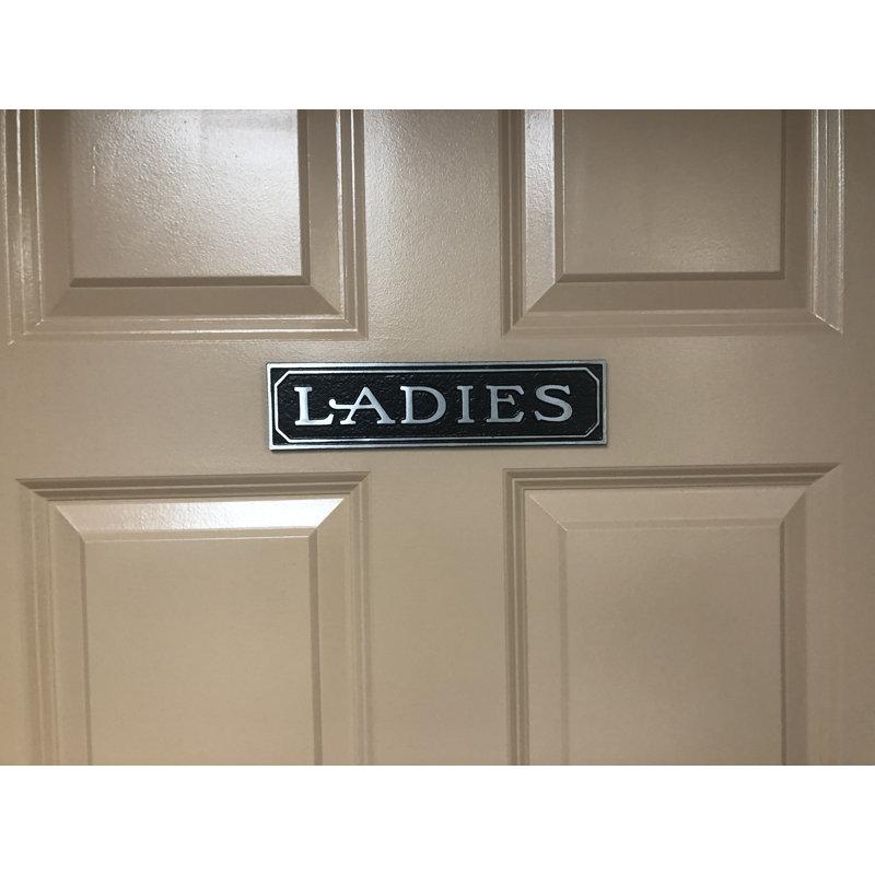Enseigne de porte en aluminium ladies, Aluminium poli noir