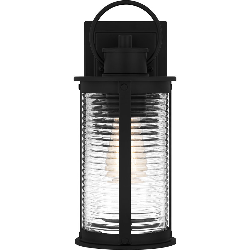 Abhiraam 1-Light Matte Black Outdoor Wall Lantern, 13.25" H x 5.5" W x 7" D
