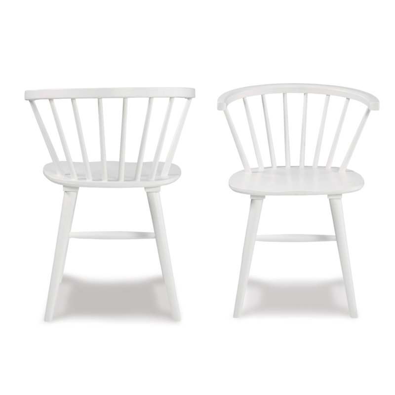 White Wood Spindle Back Dining Side Chair Set