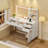 45.3’’L Modern Style Vanity Desk With Mirror, LED Lights And Power Outlet, Bedroom Makeup Vanity Table With Storage Cabinet And 4 Drawers-1181899362